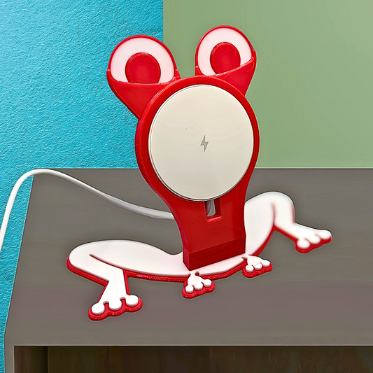 Cute Frog Phone Stand with Wireless Charging - Fun Desk Decor for Kids and Adults