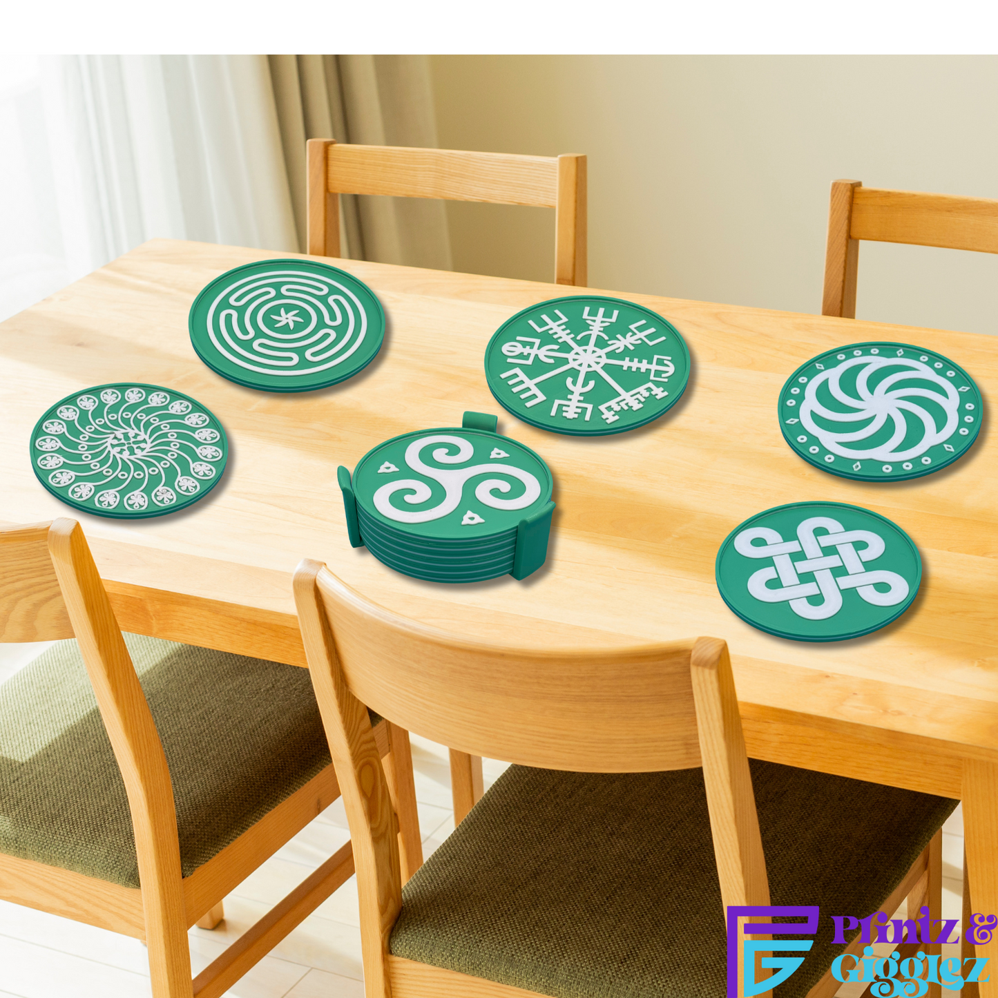 Coasters - 6 Custom Drink Coasters with Holder, 3D Printed Home Decor for Housewarming and Wedding Gifts for Her and Him