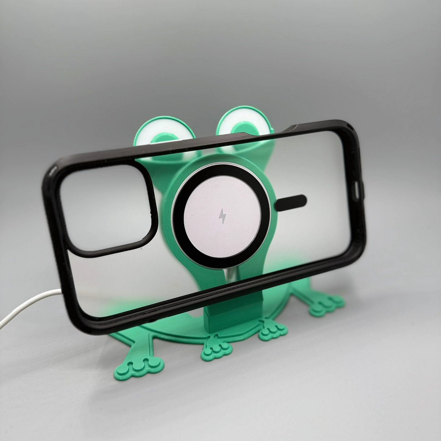 Cute Frog Phone Stand with Wireless Charging - Fun Desk Decor for Kids and Adults